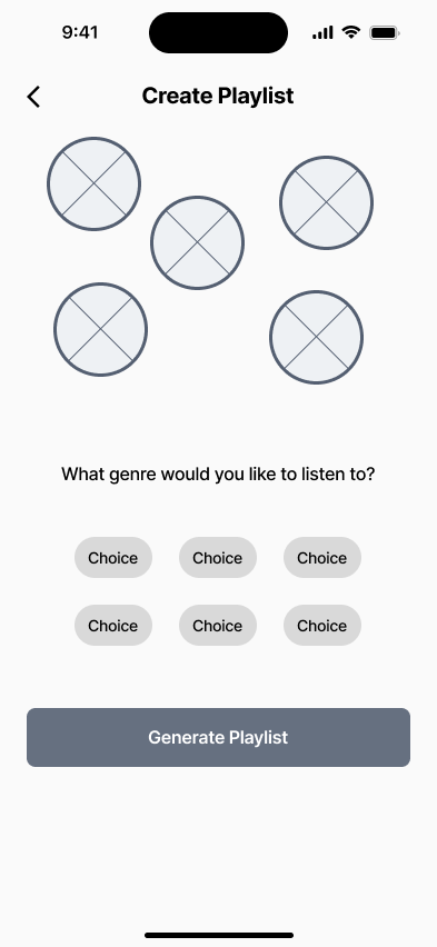 Create Playlist Wireframe